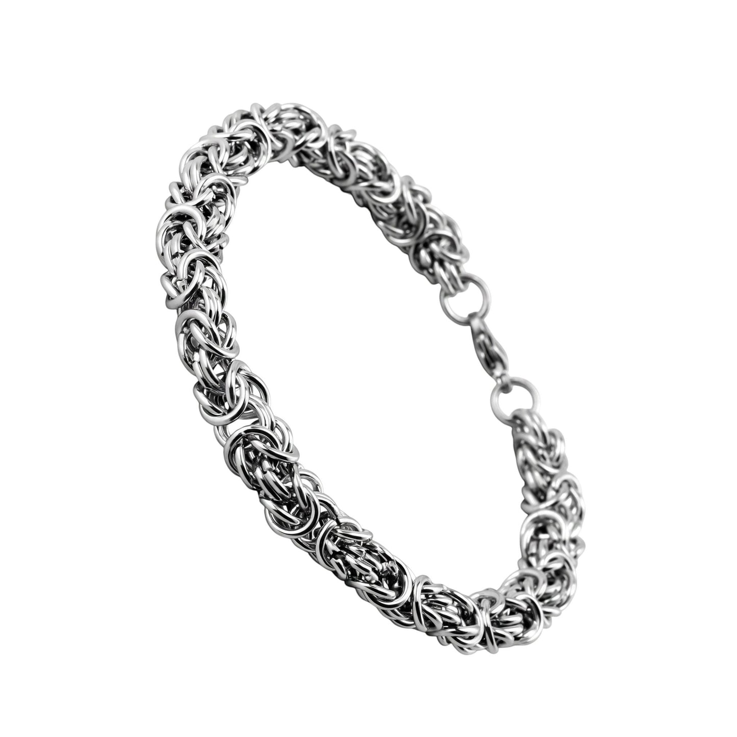 Aramat Jewels stalen koningsarmband met byzantijnse schakel, 7mm breed en 20cm lang, zilverkleurig.