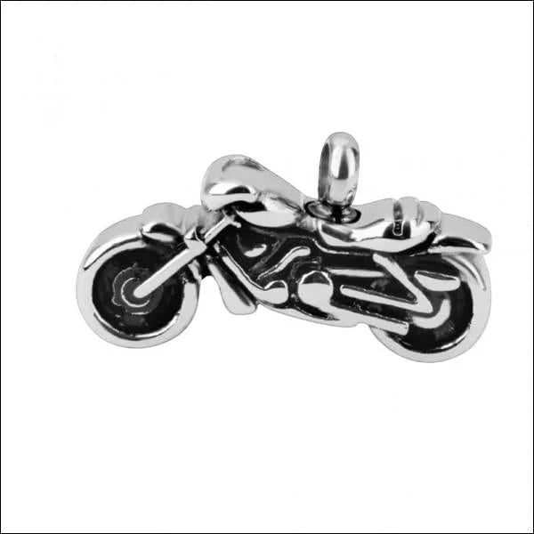 Aramat Jewels® stalen motor ashanger, een gedetailleerd gedenksieraad voor motorrijders.