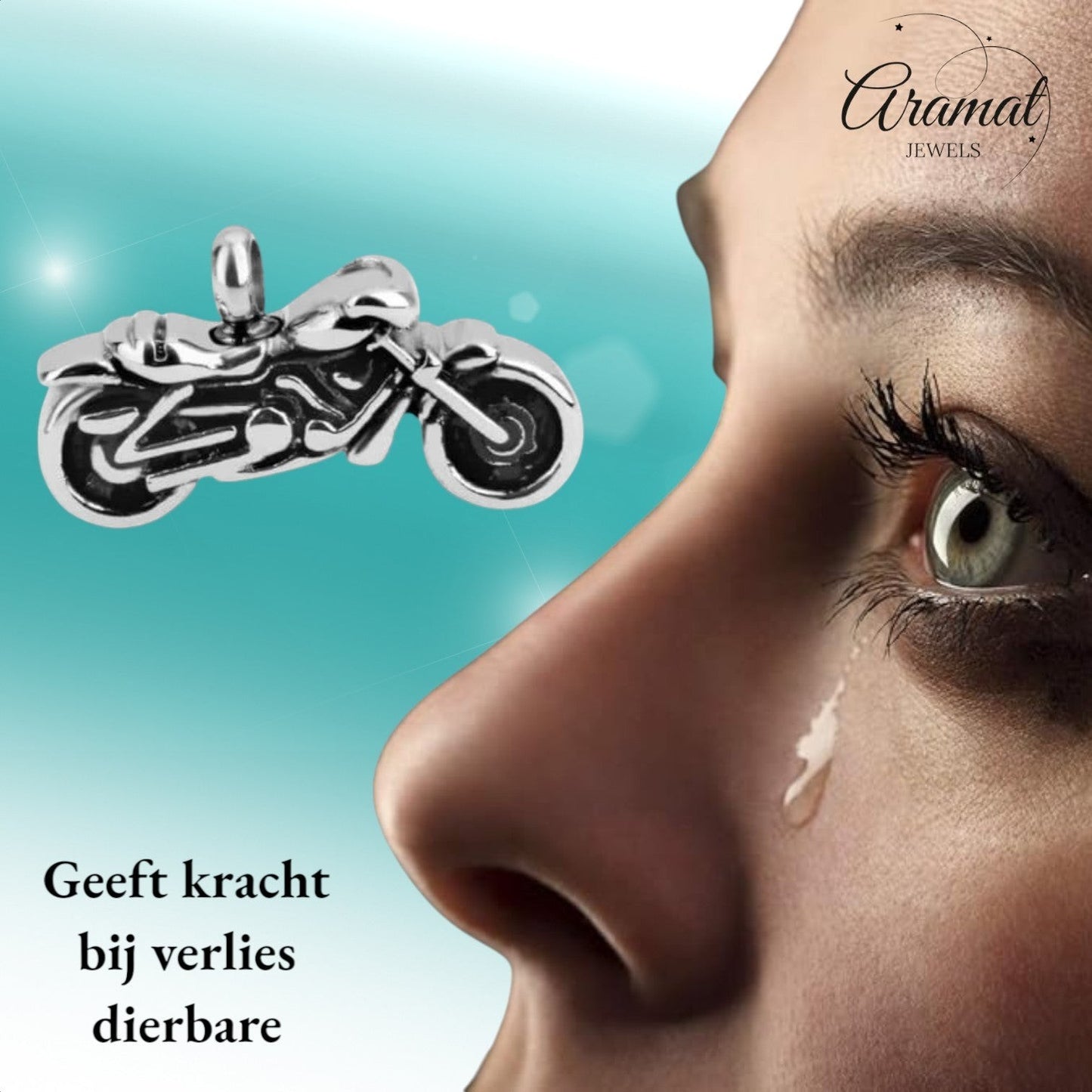 Aramat Jewels stalen motor ashanger, een gedenksieraad voor motorrijders, met schroefsluiting.