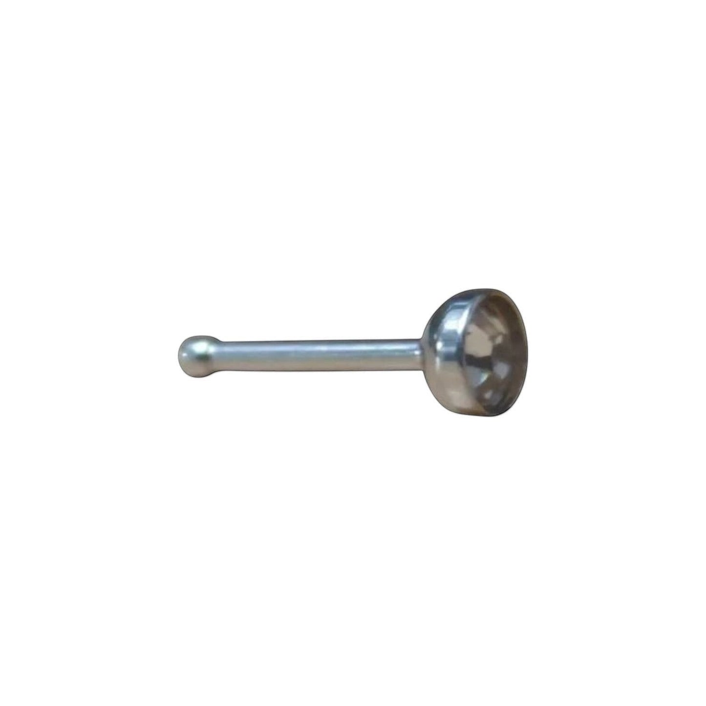 Aramat Jewels rechte neusvleugelpiercing van chirurgisch staal met een subtiel 2mm kristalsteentje.