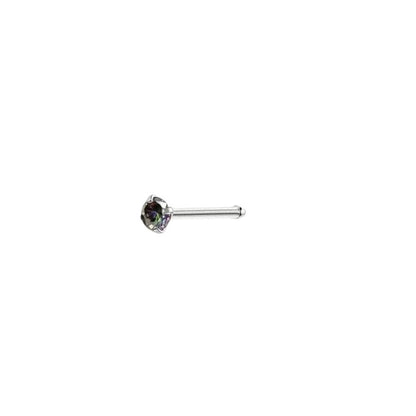 Aramat Jewels neuspiercing van chirurgisch staal met een ronde 2mm zirkonia steen op een recht staafje