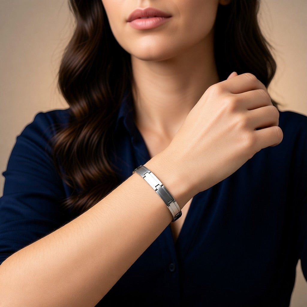 Aramat Jewels zilverkleurige stalen schakelarmband van 21 cm met een stoer en tijdloos design om een pols.