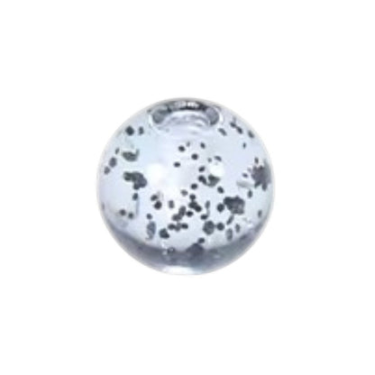 Aramat Jewels transparant acryl piercing balletje van 5mm met zwarte glitters voor tong- of navelpiercing.
