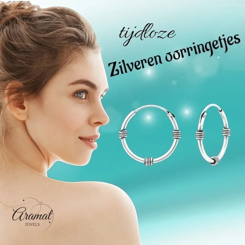 Aramat Jewels unisex 16mm silver Bali hoop earrings with a subtle ethnic design, perfect for everyday wear or special occasions.