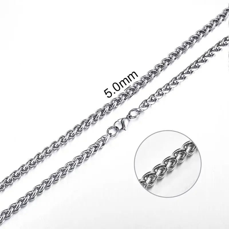 Aramat Jewels zilverkleurige vossenstaart ketting van 70 cm en 5 mm breed, gemaakt van duurzaam roestvrij staal.