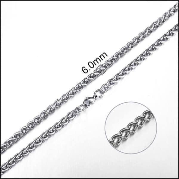 Aramat Jewels zilverkleurige vossenstaart halsketting van 60 cm lang en 6 mm breed, gemaakt van robuust RVS.