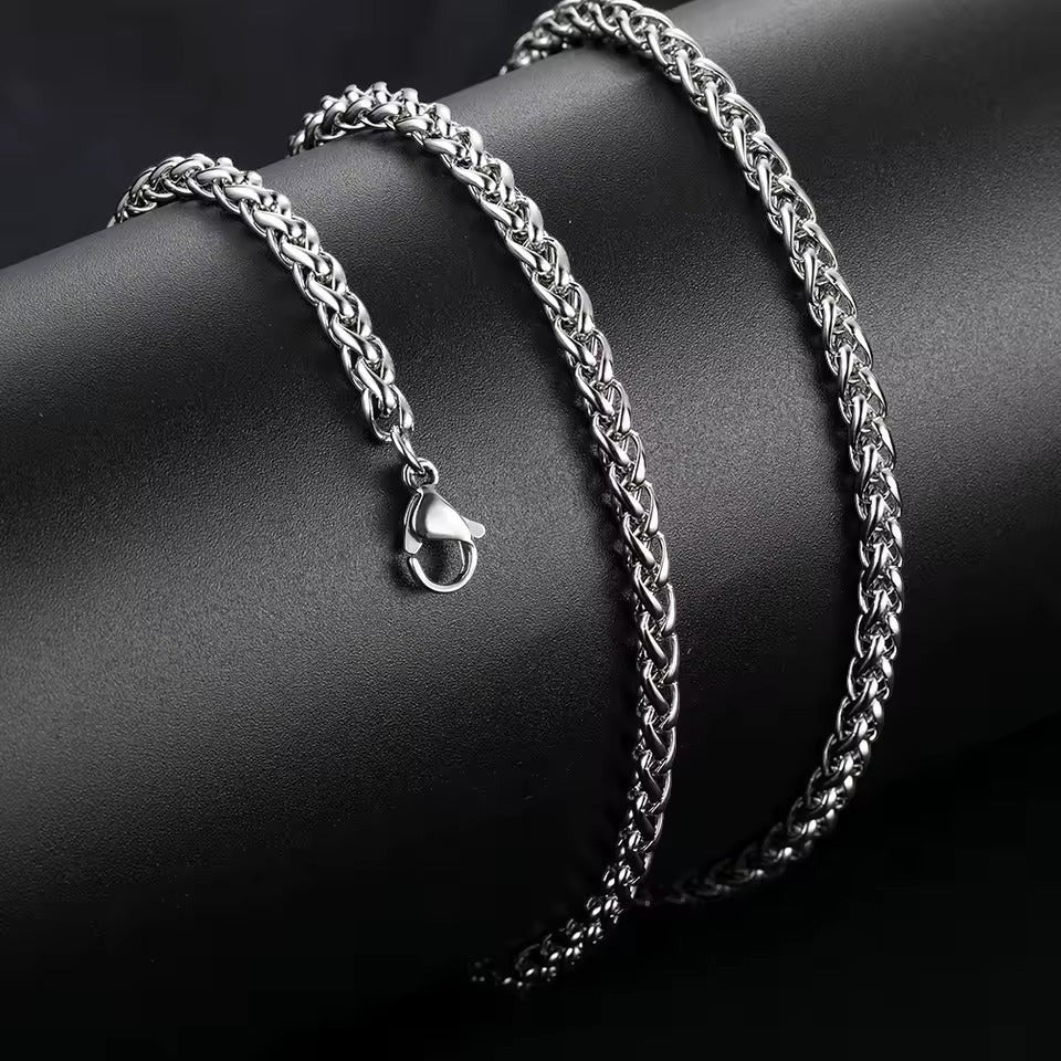 Aramat Jewels zilverkleurige vossenstaart halsketting van 70 cm lang en 5 mm breed in roestvrij staal.