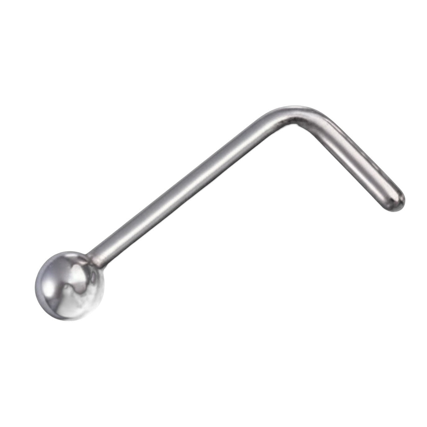 Aramat Jewels zilverkleurige neuspiercing van chirurgisch staal met 2mm bolletje en L-vormig staafje