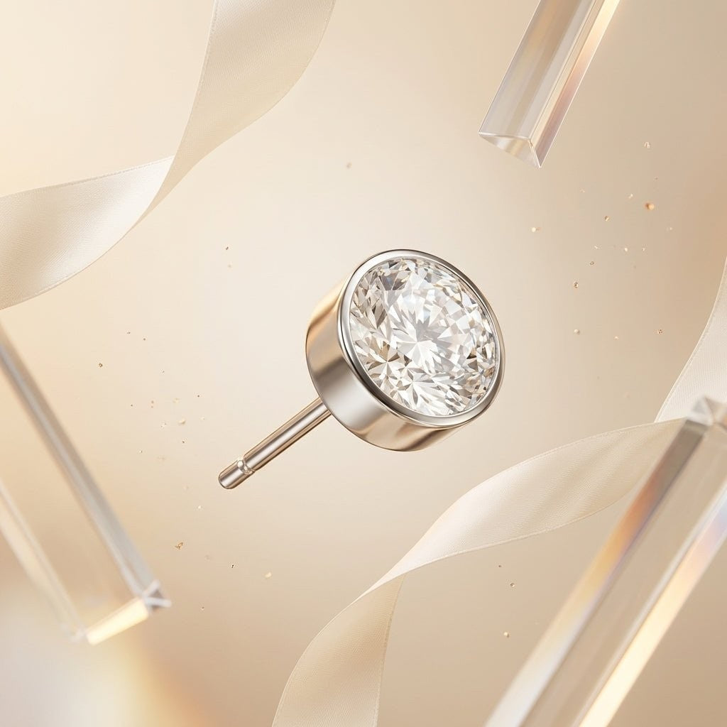 Aramat Jewels zilverkleurige oorstekers met een 6mm transparant kristal, gemaakt van roestvrij staal.