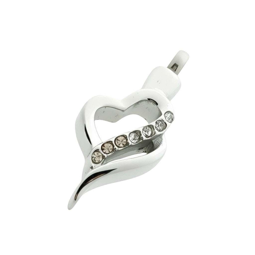Aramat Jewels® zilverkleurige stalen ashanger in hartvorm met zirkonia steentjes. Gedenksieraad met schroefsluiting.