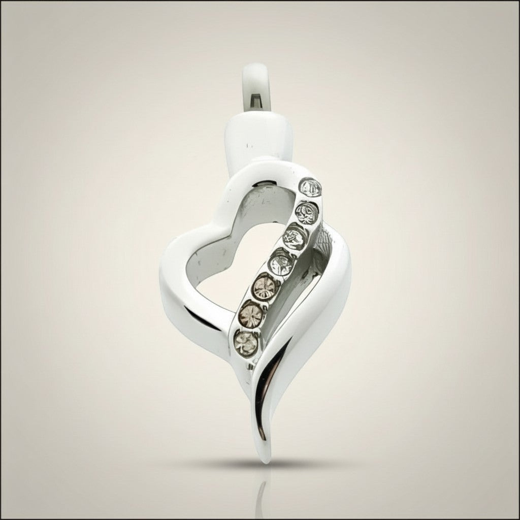 Aramat Jewels® zilverkleurige stalen ashanger in hartvorm met zirkonia steentjes, waterbestendig