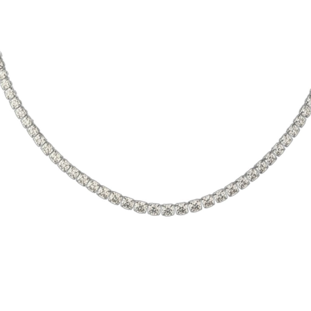 Aramat Jewels zilverkleurige stalen tennis ketting met fonkelende 4mm zirkonia stenen voor een elegante dameslook.
