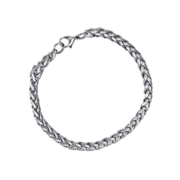 Zilverkleurige Aramat Jewels vossenstaart armband van RVS met een breedte van 5 mm voor dames en heren.