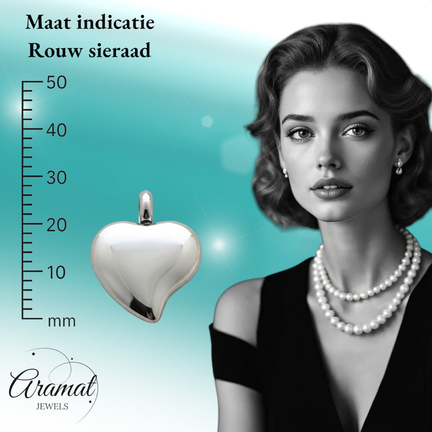 Aramat Jewels zilverkleurige hartvormige crematiehanger van roestvrij staal met schroefsluiting.