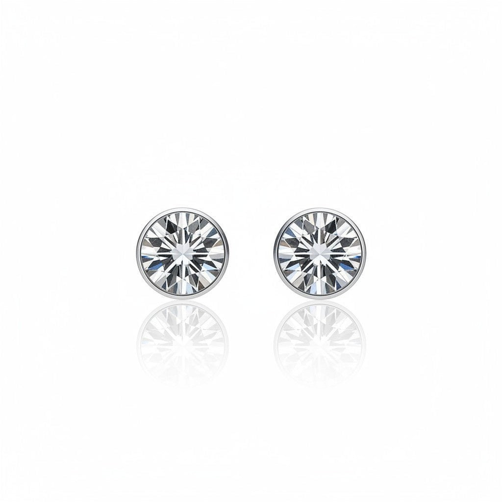 Aramat Jewels zilverkleurige oorstekers met grijs kristal van 6mm, gemaakt van roestvrij staal.