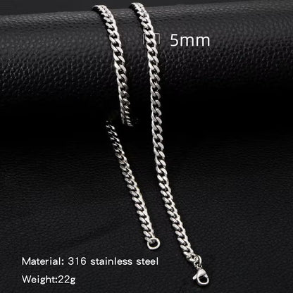 Aramat Jewels zilverkleurige RVS gourmet schakelketting met 5mm brede Cuban schakels en karabijnsluiting.