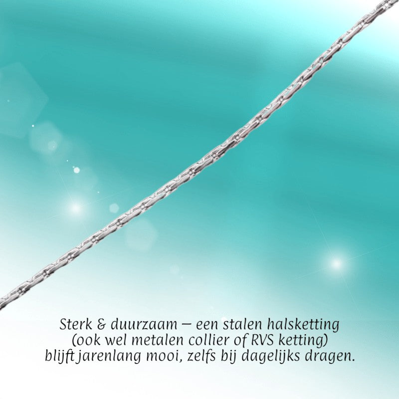 Aramat Jewels zilverkleurige slangenketting van roestvrij staal met een verfijnde en duurzame schakelstructuur.