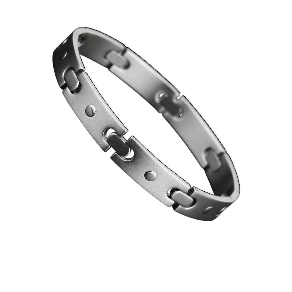 Aramat Jewels stoere zilverkleurige edelstalen armband van 21 cm met een unieke fantasieschakel en kliksluiting.