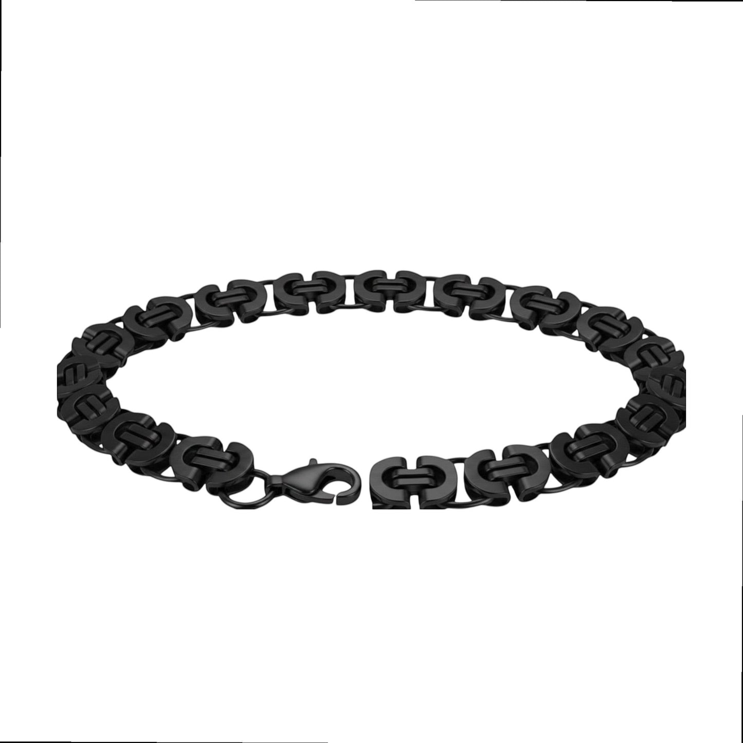 Aramat Jewels stoere zwarte koningsschakel armband van staal, 23 cm lang en 12 mm breed.
