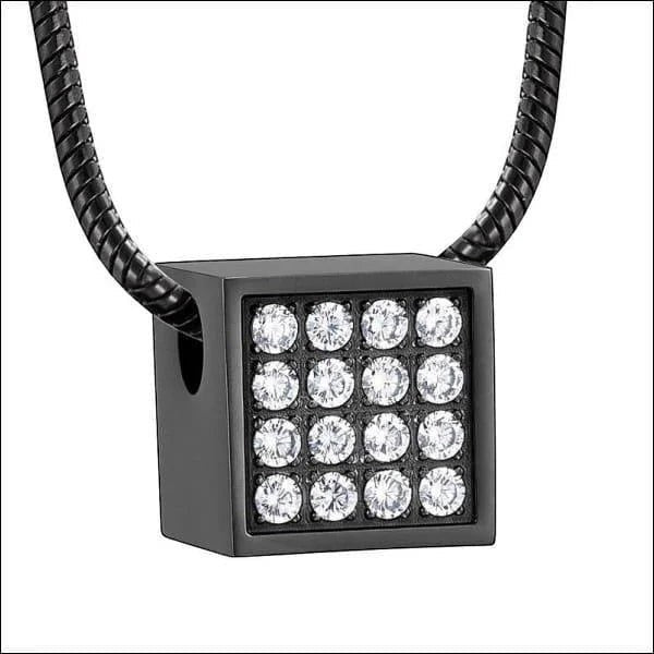 Aramat Jewels zwarte stalen kubus ashanger met 16 zirkonia steentjes, 12mm