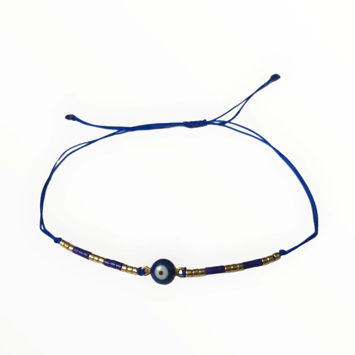 Blauwe Armband Met Gouden Kraal En Boze Oog Steen