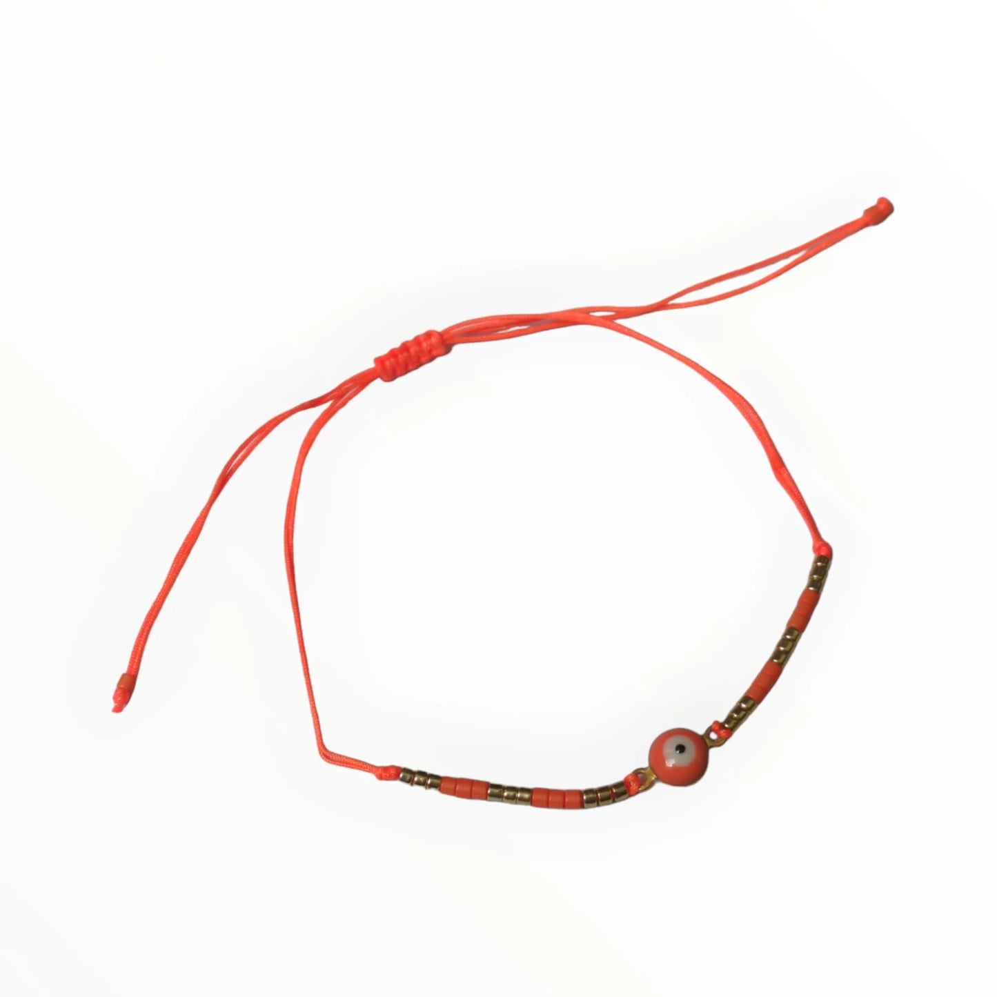 Verstelbare Armband Met Boze Oog Steen - Rode String Armband Met Kleine Kraal