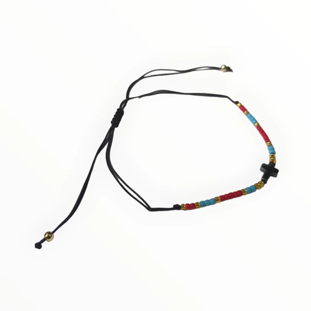 Handgemaakte Hematiet Armband Met Rood En Blauw Kraalontwerp Van Aramat Jewels®