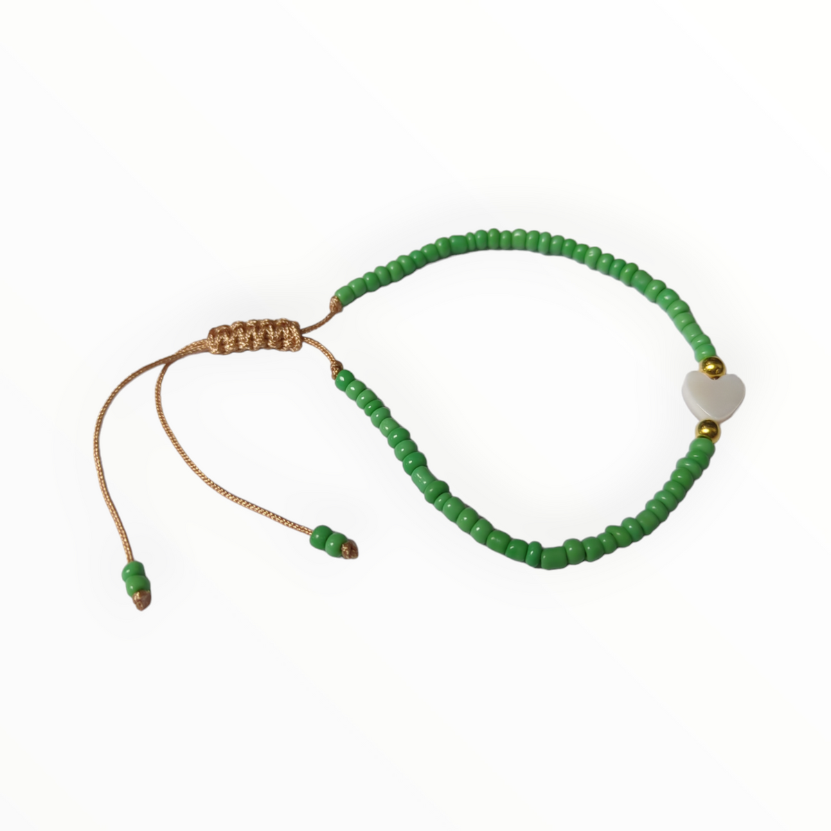 Verstelbare Armband met Schelp Hartje Groen | Armbanden