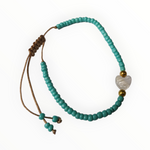 Verstelbare Armband met Schelp Hartje Turquoise | Armbanden