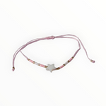 Verstelbare Kralen Armband met Ster en Schelp Licht Roze | Armbanden