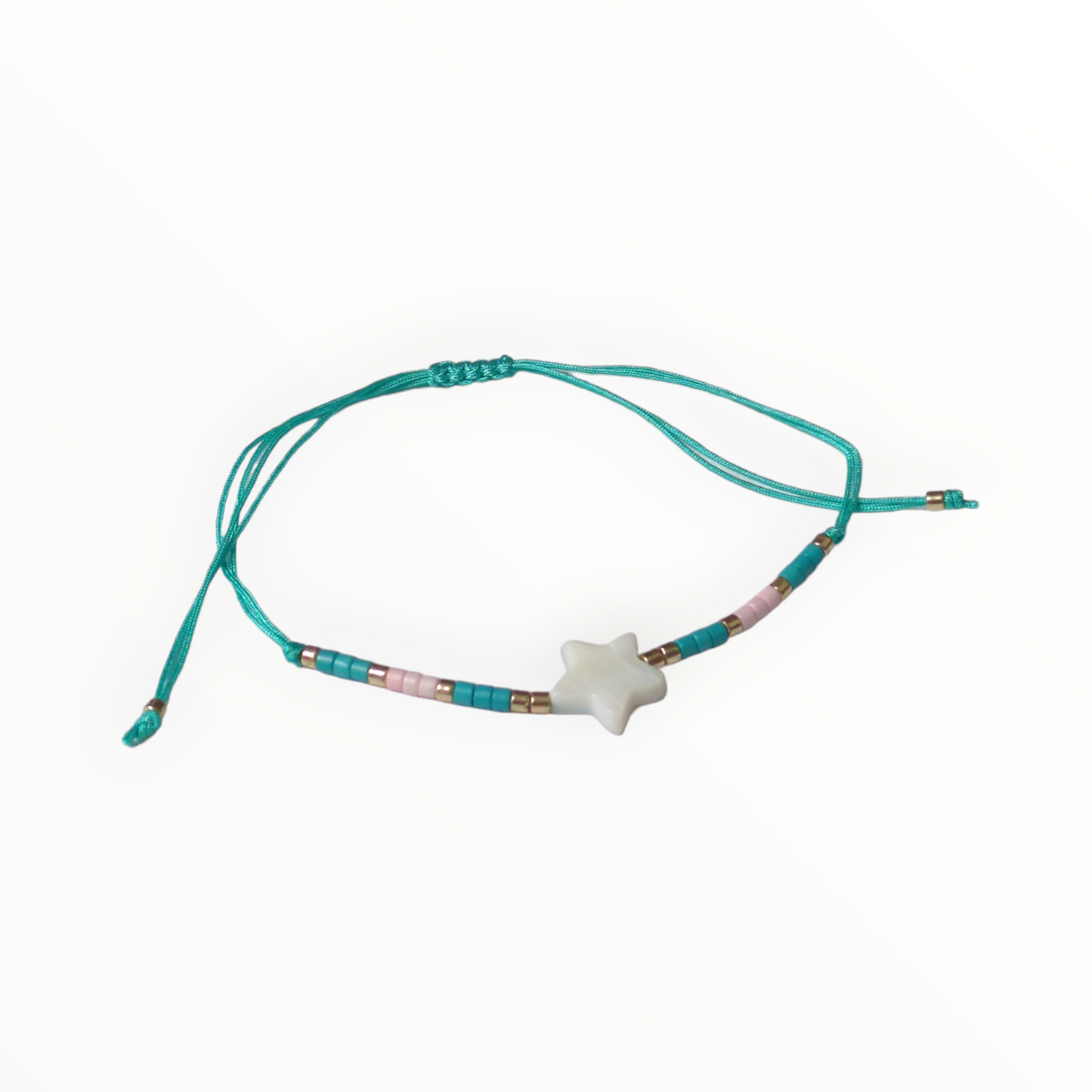 Verstelbare Kralen Armband met Ster en Schelp Turquoise | Armbanden