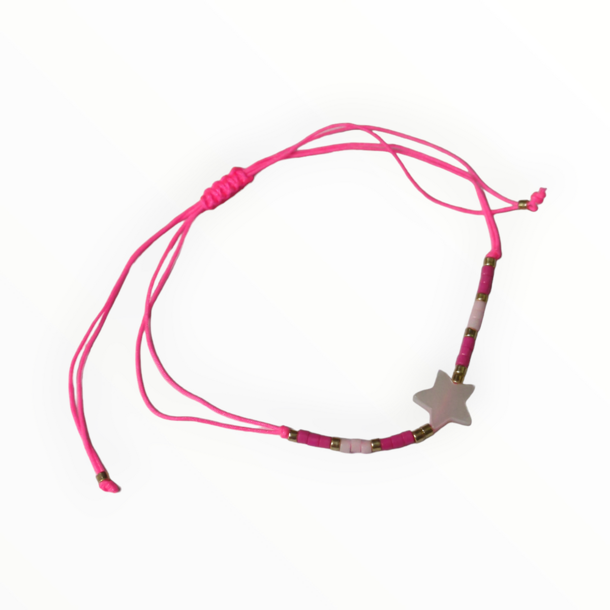 Verstelbare Kralen Armband met Ster en Schelp Fel Roze | Armbanden