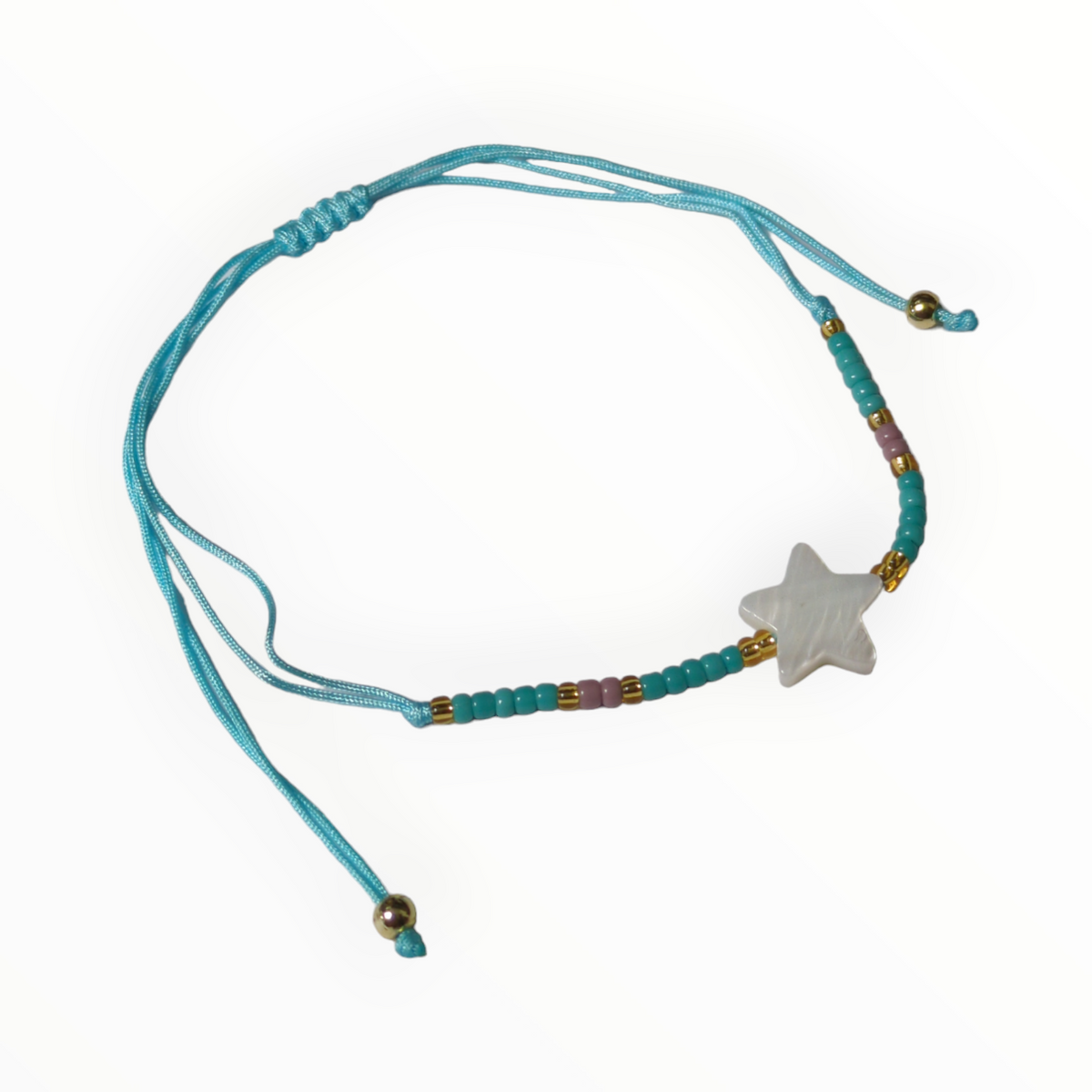 Verstelbare Armband met Kraaltjes en Schelp Ster Turquoise | Armbanden