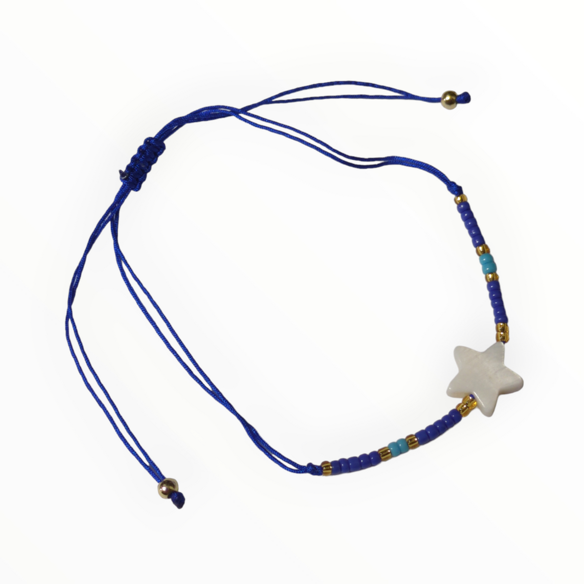 Verstelbare Armband met Kraaltjes en Schelp Ster Konings Blauw | Armbanden