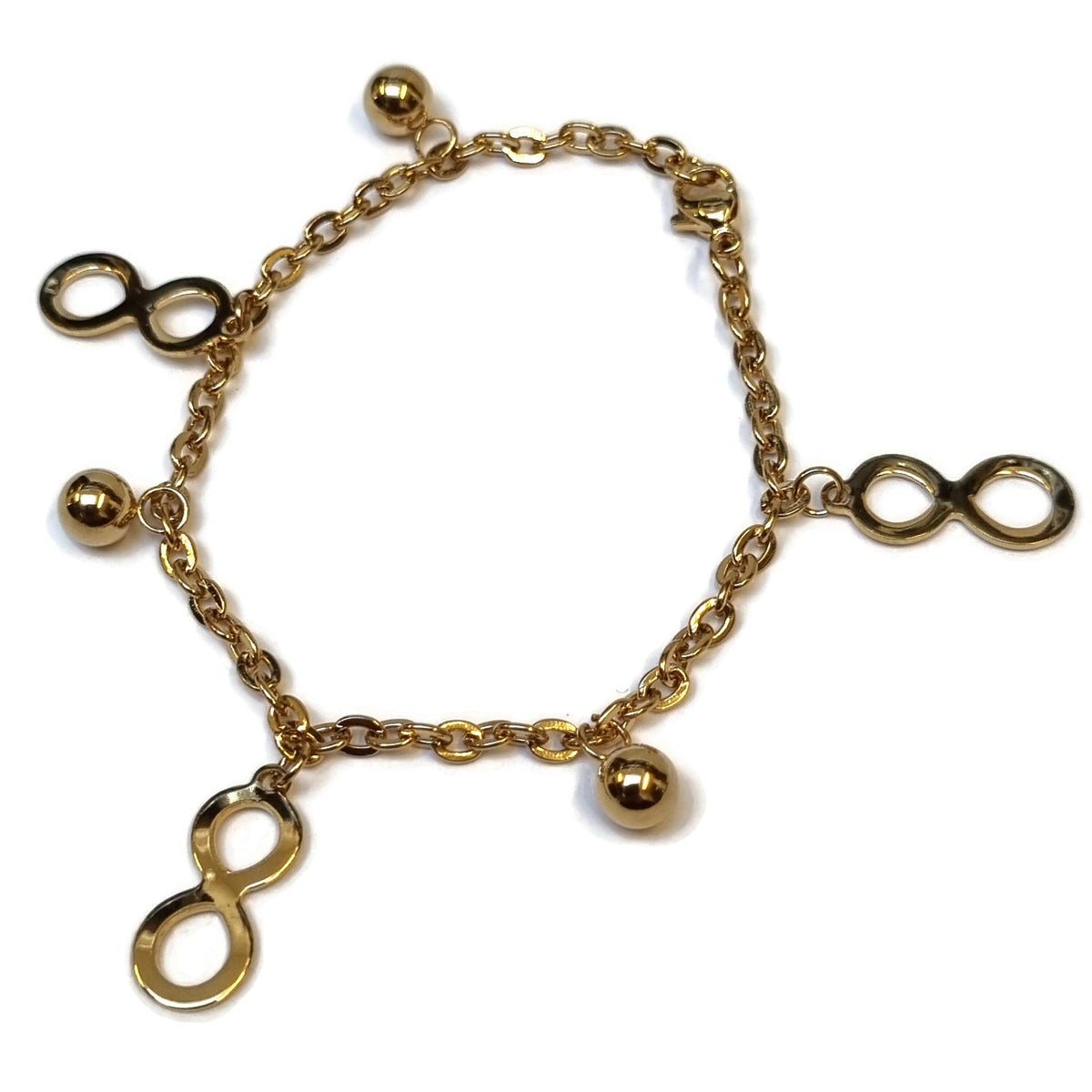 Goudkleurige Bedel Armband Met Ketting En Twee Ovale Schakels