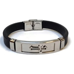 Siliconen Armband Met Rvs Accenten En Kruis 20cm.