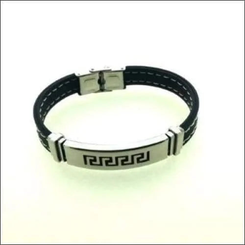 Siliconen Armband Met Rvs Accenten Grieks Motief.