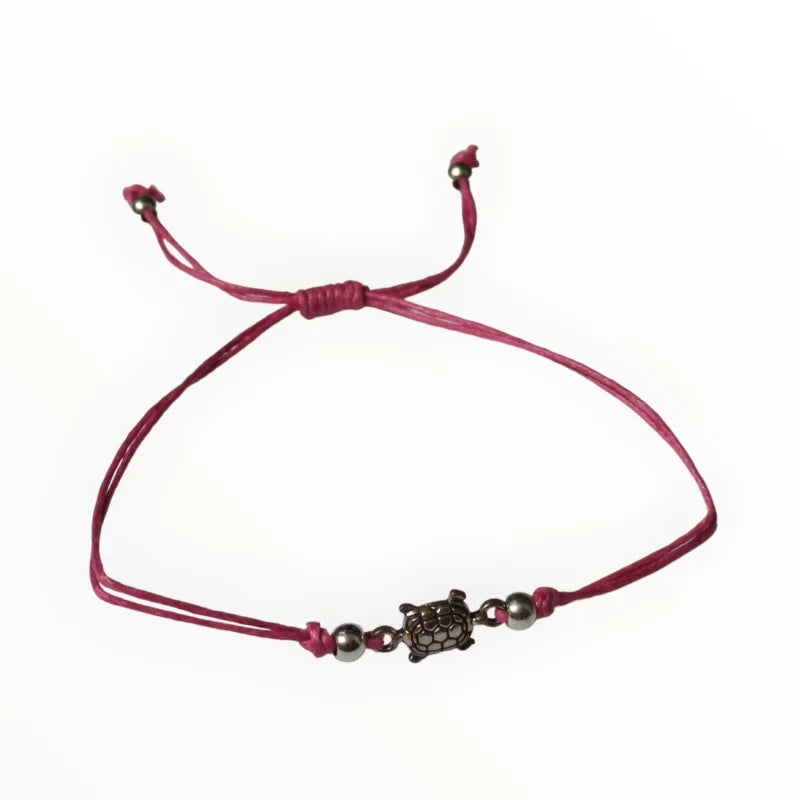 Verstelbaar Pink Armband Met Zilveren Kraal En Metalen Bol - Aramat Jewels® Schildpad