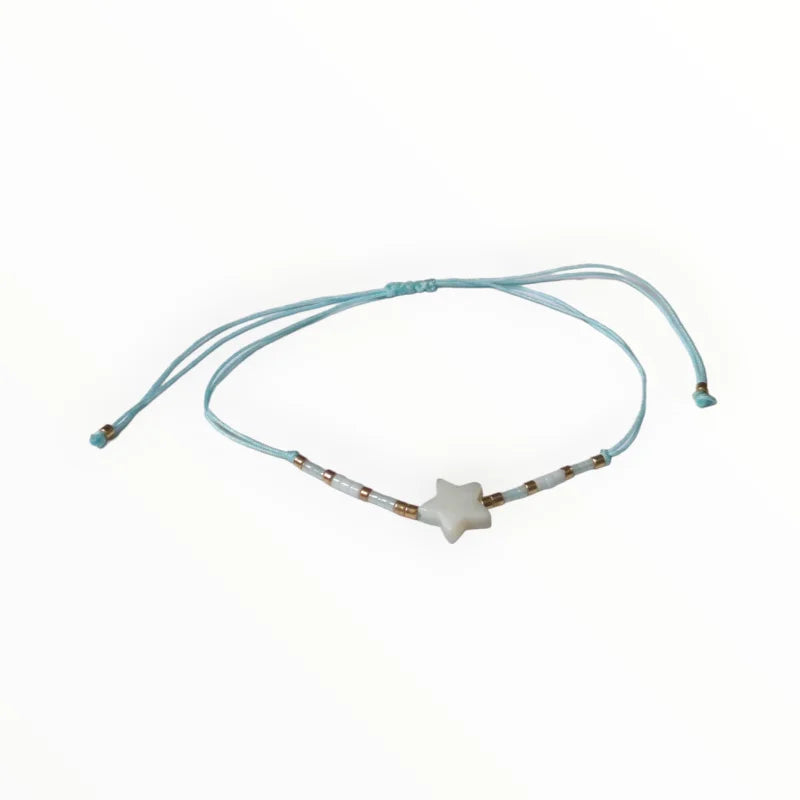 Verstelbare Kralen Armband Met Turquoise En Witte Kralen - Aramat Jewels®