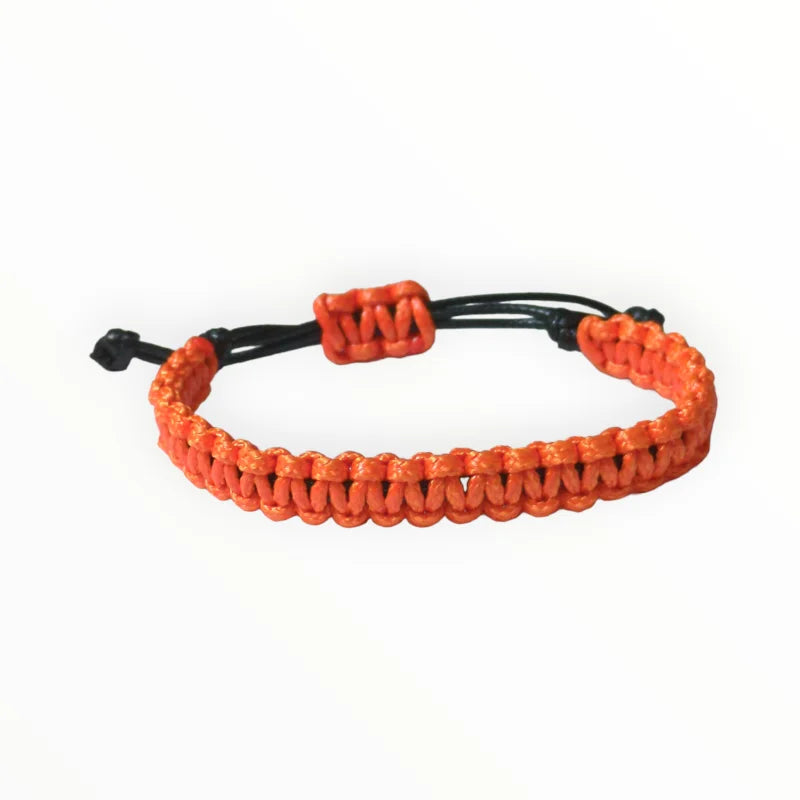 Verstelbare Nylon Armband Met Oranje Kralen En Zwart Koord - Ideaal Voor Elke Gelegenheid