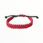 Verstelbare Nylon Armband Met Rood Armbandje En Zwart Leren Koord Voor Elke Gelegenheid