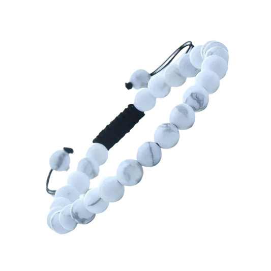 Verstelbare Wit Howliet Armband Met Zwart Koord Voor Emotionele En Spirituele Voordelen