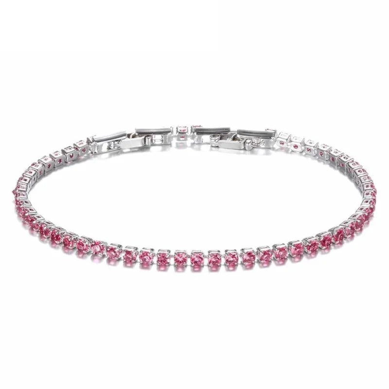 Zilveren Tennisarmband met Zirkonia Roze | Armbanden