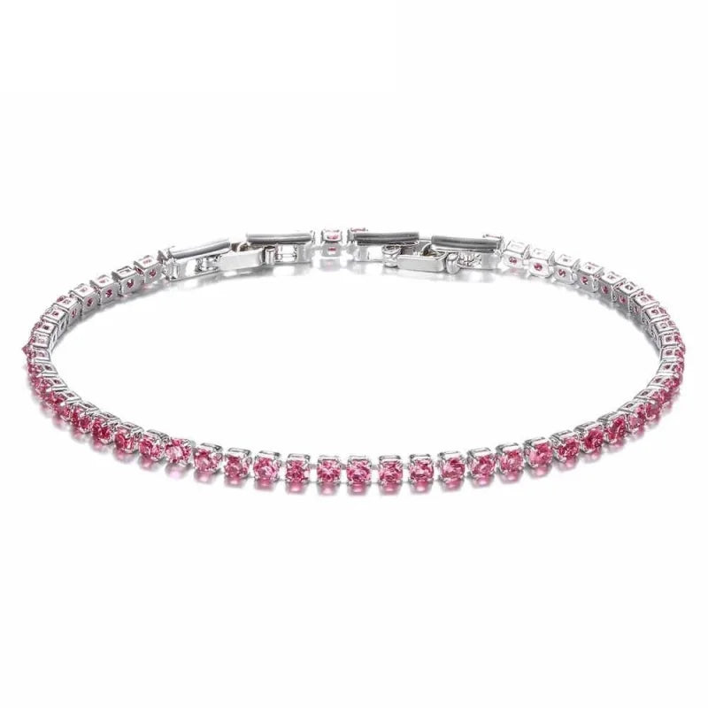 Roze Tourmalijn Armband In Zilveren Tennisarmband Met Gekleurde Zirkonia