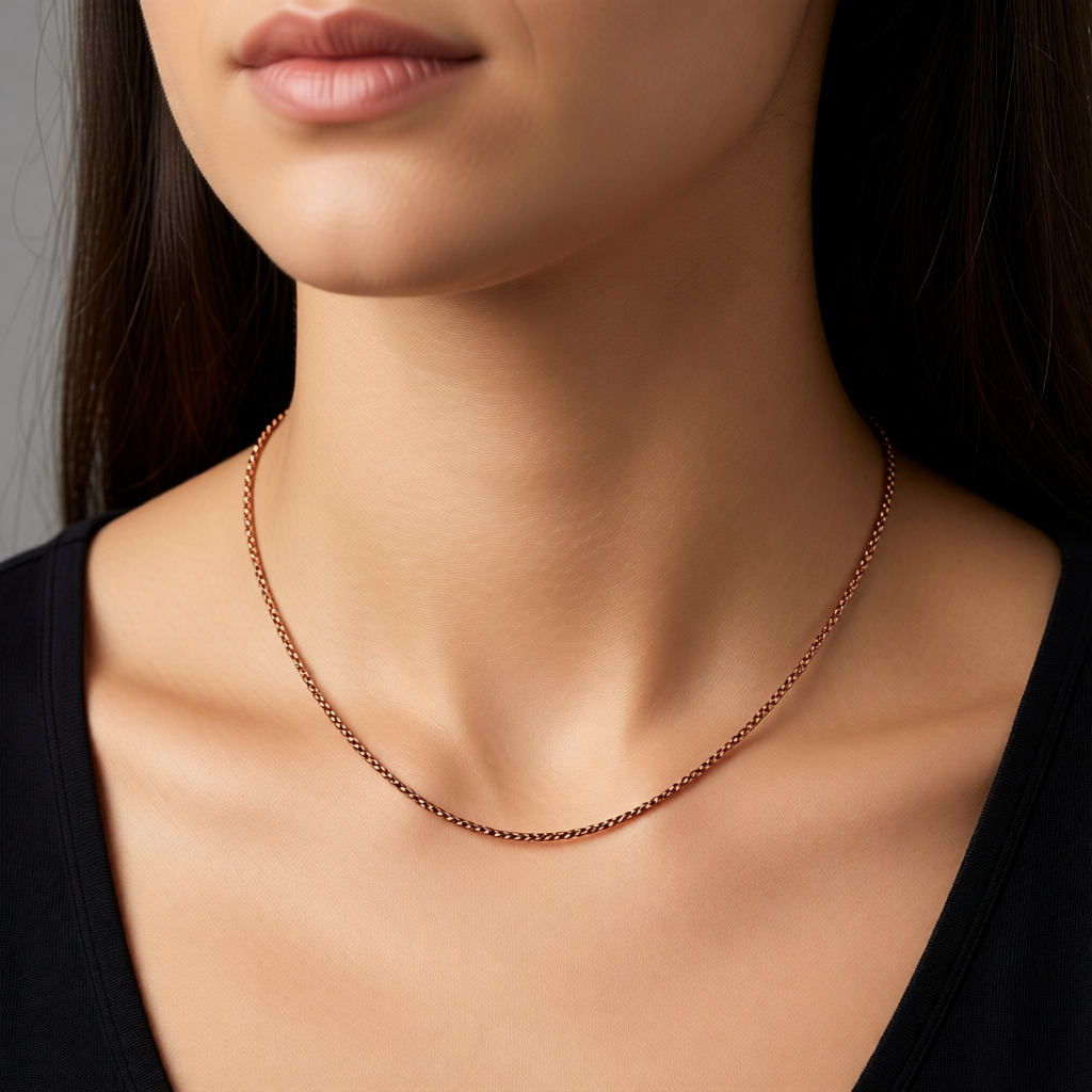 Rose Gold Stainless Steel Jasseron Chain – Elegant Link Necklace for Women