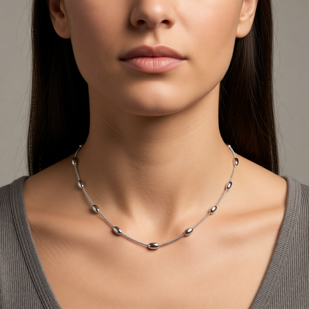 Goudkleurige of Zilverkleurige Ketting Ovale Bolletjes RVS 5mm 40cm Dames