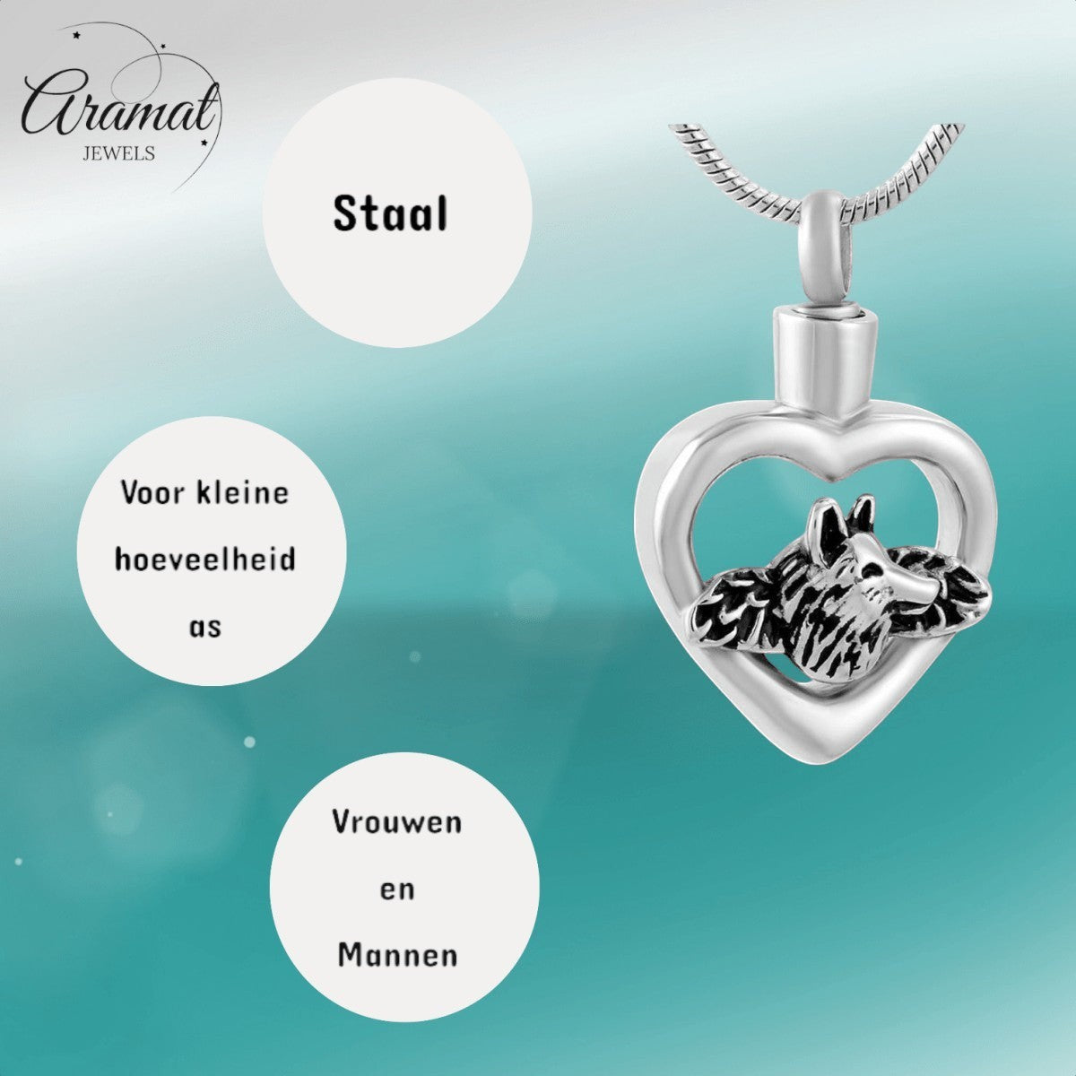 Ashanger hart hond met vleugels – zilverkleur - Aramat Jewels - Gedenkhangers - cadeautip