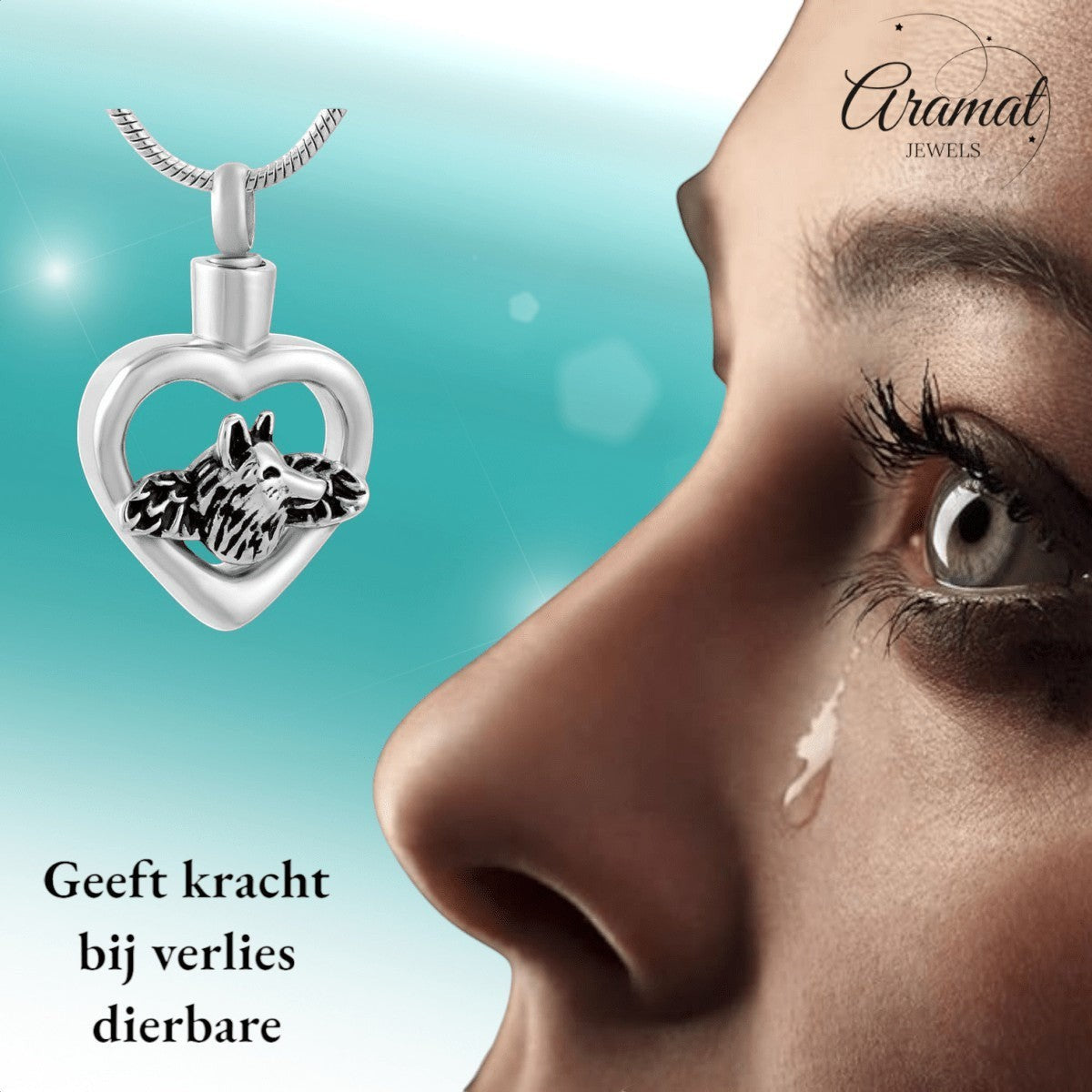 Ashanger hart hond met vleugels – zilverkleur - Aramat Jewels - Gedenkhangers - cadeautip
