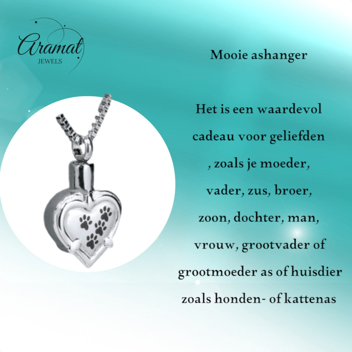 Ashanger hart pootafdrukken – troost & herinnering - Aramat Jewels - Gedenkhangers - cadeautip