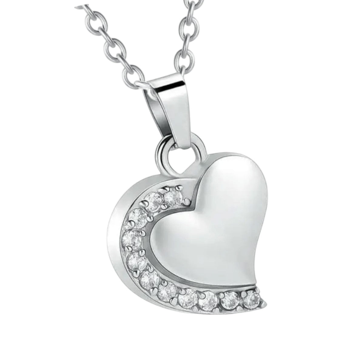 Ashanger hartje staal met zirkonia 24x19mm - Aramat Jewels - Gedenkhangers - cadeautip
